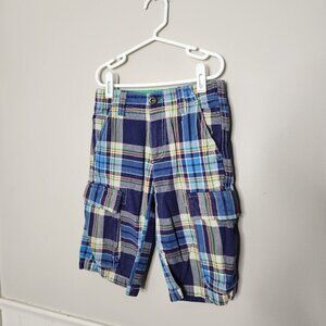 MINI BODEN Blue Plaid Cargo Shorts
